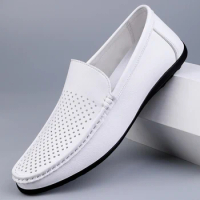 Boat Shoes White Slip-On Shoes Classics Fashion Daily Man Loafers Breathable Casual Leather Shoes