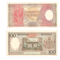 Uang kuno Indonesia 100 Rupiah 1964 (MERAH)  Seri Pekerja Tangan III