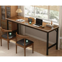 簡易書桌電腦桌（【桌椅組合-2椅】深橡木色140*40*75cm）