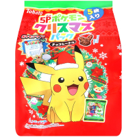 (即期良品)Tohato東鳩 寶可夢聖誕節包裝 5袋裝 巧克力口味 80g