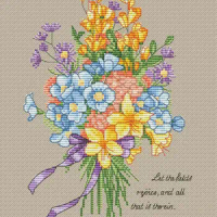 Counted Cross Stitch Kit Cross stitch RS cotton with cross stitch A bunch of wild flowers