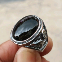 Cincin Batu Akik Yaman Wulung Serat Emas