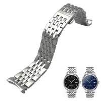 Curved End Solid Stainless Watch Band For Tissot Le Locle T006 Steel Bracelet 1853 Strap Men 19mm Business Wrist T41 watch chain