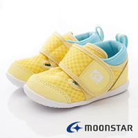 日本月星Moonstar機能童鞋-透氣寶寶鞋系列寬楦穩定彎曲速乾涼鞋款2533黃(寶寶段)