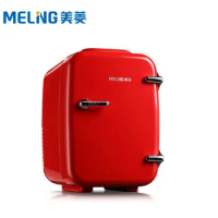 meiling car refrigerator 4L small refrigerator car refrigerator car /home dual-use mini refrigerator small household red