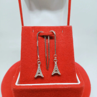 Anting panjang jarum perak silver925 Lapisan emas putih A28