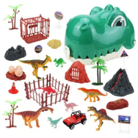 Montessori Dinosaur Toys Storage Box Set Figures Scene Map Dino Park Tyrannosaurus Rex Head Box Collector Kids Gift Baby Toys