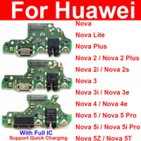 Original USB Dock Charger Board For Huawei Nova Lite 2 Plus 2 3 4 5 5i Pro 2S 3E 3I 4E 5T 5Z USB Fast Charging Board Flex Cable