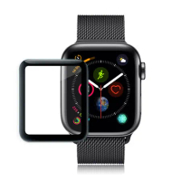 GLA Apple Watch Series 5 44mm全膠曲面滿版疏水玻璃貼 (黑)