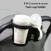 Universal Stroller cup Holder 2 In 1 Twin pram water milk bottle rack Drinks Stand Carrying Case for Bikes Trolleys Pushchairs