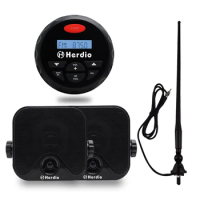 Herdio Waterproof Marine Bluetooth Stereo FM AM Radio Car MP3 Player + 4 Inch Speakers For ATV UTV + Antenna