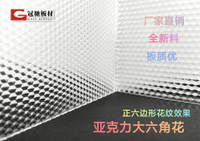 亞克力PS透明有機玻璃板六角花鉆石花棱晶板菱晶板裝飾裝潢防眩光
