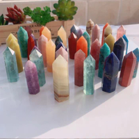 36 colours Crystal Hexagonal Prism Natural Rose Quartz Wand Energy Amethyst Tower Home Furnishing Decoration