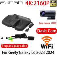 ZJCGO 4K DVR Dash Cam Wifi Front Rear Camera 24h Monitor for Geely Galaxy L6 2023 2024