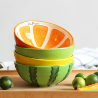 創意水果餐具西瓜陶瓷碗蘋果碗寵物小碗兒童米飯碗5寸甜品碗家用