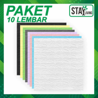 [PAKET 10 LEMBAR] Wallpaper Dinding Foam 3D 70x38cm Motif Batu Bata Stiker Dinding Dekorasi Kamar Ke