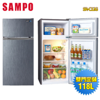 SAMPO聲寶 118公升一級能效定頻雙門冰箱SR-C12G 含拆箱定位+舊機回收
