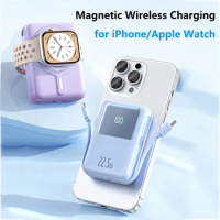 10000mAh Magnetic Qi Wireless Charger Power Bank for iPhone 15 14 iWatch Powerbank 22.5W Fast Charging for Samsung Huawei Xiaomi