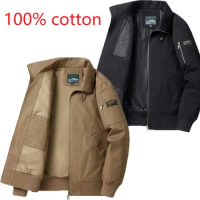 100cotton New Jacket Turn Down Collar Men's Bomber Jacket Cotton Tactics Coat Men Windbreaker Chaqueta Hombre Flight Jacket