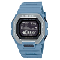 【CASIO 卡西歐】G-SHOCK 藍牙 衝浪運動 海洋水藍 雙重材質錶圈 運動系列 GBX-100-2A_46mm
