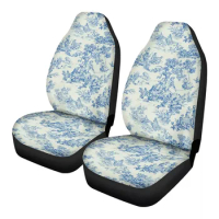 French Country Toile Design Car Seat Covers Set Vehicle Seat Cover 2Pcs Cloth Front Seat for Most Car Auto Van