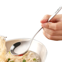 【PUSH!】餐具3入304不鏽鋼湯勺 湯匙 長柄日式韓式拉麵勺(湯勺 湯匙3入組E137-1)