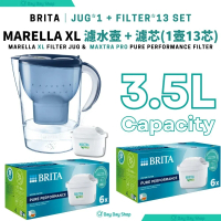 【升級PRO版】Marella XL 3.5L 濾水壺 (PRO版本) + MAXTRA PRO 純淨全效濾芯｜ 一壺十三芯 (壺内含1件濾芯+12件滤芯) 藍色