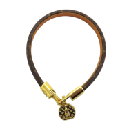 【二手名牌BRAND OFF】LOUIS VUITTON LV 路易威登 棕色 PVC塗層帆布 金色飾面金屬 LV Tribute Charm 手環 M6442