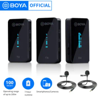 BOYA Wireless Lavalier Microphone Professional Condenser Lapel Mic System BY-XM6 for iphone PC Camera Recording Live Broadcast