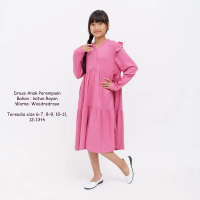 Dress Tunik Gamis Anak Remaja Cewek Perempuan Tanggung Rayon Lengan Panjang 6 8 10 12 tahun Harian C