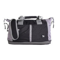 【COUGAR】可加大 可掛行李箱 旅行袋/手提袋/側背袋(7037 黑配灰)