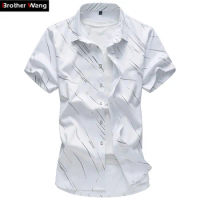 2023 Summer New Men's Shirt Large Size Male Fashion Casual Print Short Sleeve Shirt Brand Men's Clothing 5XL 6XL 7XL