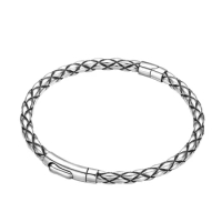 Unibabe Real Silver Classical Argyle Pattern Open Bangle For Man Woman S925 Sterling Sliver Fashion Style Bracelet Jewelry