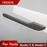 New ModelY Car Door Handle For Tesla Model 3 2024 Model Y Accessories Door Cover Paste Model3 Carbon Fiber ABS Highland 4Pcs/Set