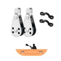Sets Stainless Steel Pulley Block with Pad Eye for Kayak Canoe Boat Anchor Trolley Kit