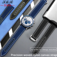For Omega Speedmaster Nylon canvas strap SEAMASTER DE VILLE Universal wristband 19/20/21/22mm black blue Men's watch band