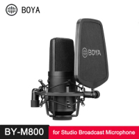 BOYA BY M1000 M800 Large Diaphragm Microphone Low-cut Filter Cardioid Condenser Mic for Studio Broadcast Live Vlog Video Mic