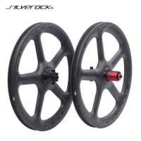 SILVEROCK SR-WD5 349 5 Spokes Carbon Wheels 16inch 1 3/8" Centerlock Disc Brake Clincher for FNHON GUST Folding Bike Wheelset