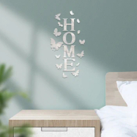 Butterfly &amp; Alphabet Letter Home Mirror Wall Stickers Living Room Acrylic Mirror Surface Wall Sticker Poster Bedroom Decorate