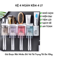 Kệ 4 Ngăn Kèm 4 Ly Đựng Kem Đánh Răng, Bản Chải