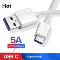 5A USB Type C Cable for Huawei Mate 20 10 Pro P30 P20 Mobile Phone USBC Fast Charging USB-C Quick Charge Cable for Xiaomi