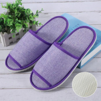 New Simple Fashion Unisex Slippers Hotel Travel Spa Portable Men Slippers Disposable Home Guest Indoor Linen Men Women Slipper