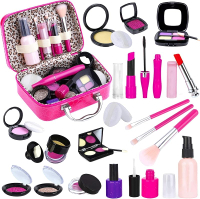 Tepsmigo Pretend Makeup Kit for Girls Kids Pretend Play Makeup Set - with Cosmetic Bag for Birthday 
