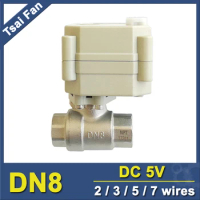 DC5V Stainless Steel 1/4'' Motorized Ball Valve With Manual Override 2 Way DN8 Electric Valve For medical production CE
