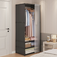 簡易衣櫃 簡易衣櫃家用臥室防塵經濟型出租房鋼管加粗衣櫃2022新款金屬框架-快速出貨