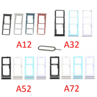 Phone Sim SD Card Tray For Samsung Galaxy A12 A32 A42 A52 A72 4G 5G New Phone SIM Chip Holder Slot Adapter Drawer Part