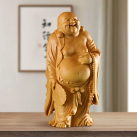 Happy buddha statue,laugh buddha statue,big fat buddha statue wooden buddha statue,handmade craft wood carving Minimalism