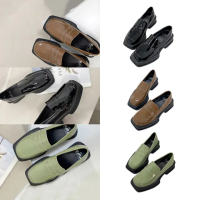 【FUFA Shoes 富發牌】方頭漆皮粗跟樂福鞋-黑/棕/綠 1DF023(女鞋/樂福鞋/低跟鞋/面試鞋/通勤鞋/富發)