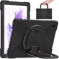 Silicone Shockproof Case for Samsung Galaxy Tab S7 FE 5G SM-T730 T735 T736 T736B Rotate Stand Cover Holder with Handle