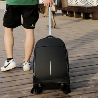 Climbing Trolley Schoolbag Business Backpack Waterproof Bag Luggage Computer Layer Multi-function Pocket Boarding